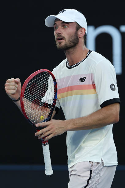 Tommy Paul of the United States celebrates in the fourth round singles match against Roberto Bautista Agut of Spain during day eight of the 2023...