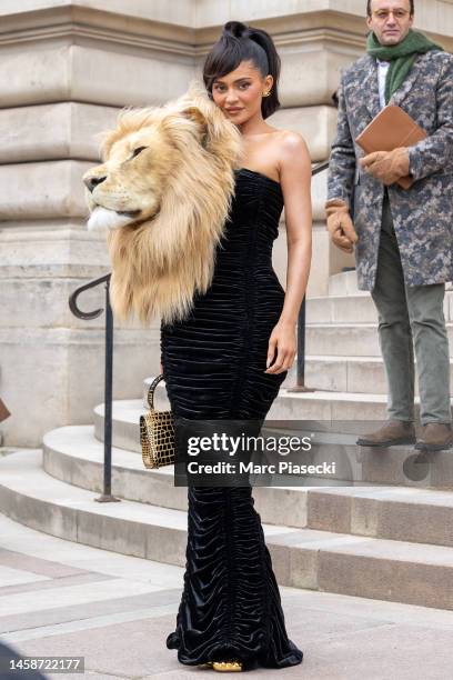 Kylie Jenner attends the Schiaparelli Haute Couture Spring Summer 2023 show as part of Paris Fashion Week on January 23, 2023 in Paris, France.