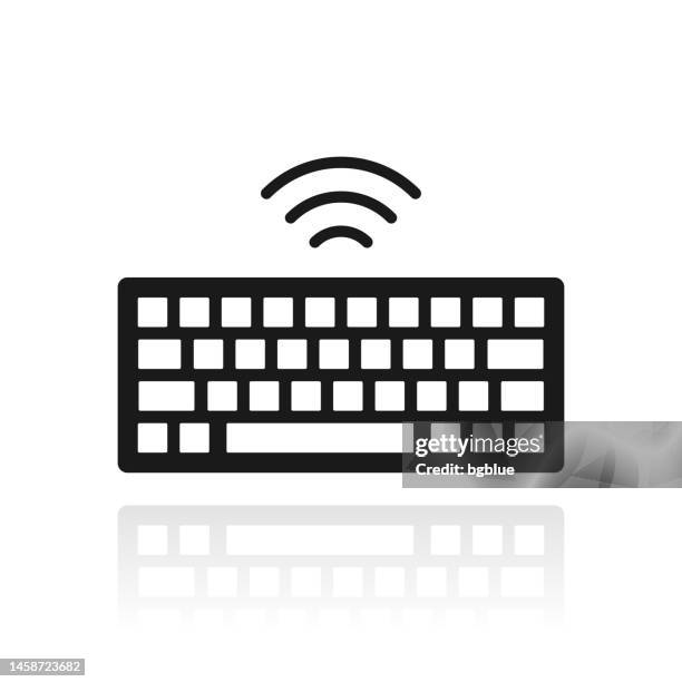 wireless keyboard. icon with reflection on white background - web button backgrounds stock illustrations