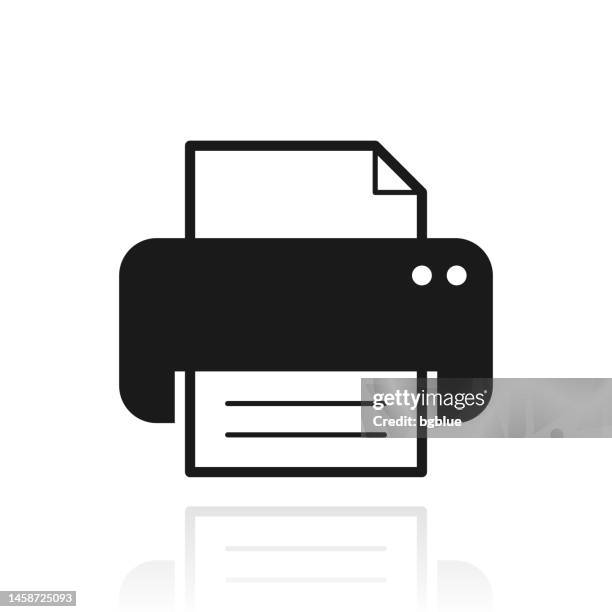 printer. icon with reflection on white background - photocopier stock illustrations