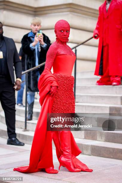 Doja Cat is seen during the Paris Fashion Week - Haute Couture Sring Summer 2023 on January 23, 2023 in Paris, France.