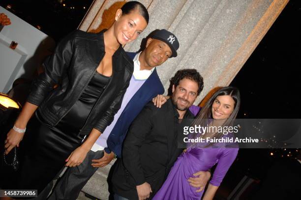 Model Porschla Coleman, Russell Simmons, producer Brett Ratner and model Alina Puscau attend Vanity Fair's party for the opening of the Tribeca Film...