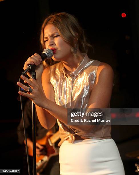 Singer Jennifer Akerman performs onstage at the VIP red carpet cocktail party hosted by WIKIPAD and NVIDIA as part of the celebrations for E3,2012...