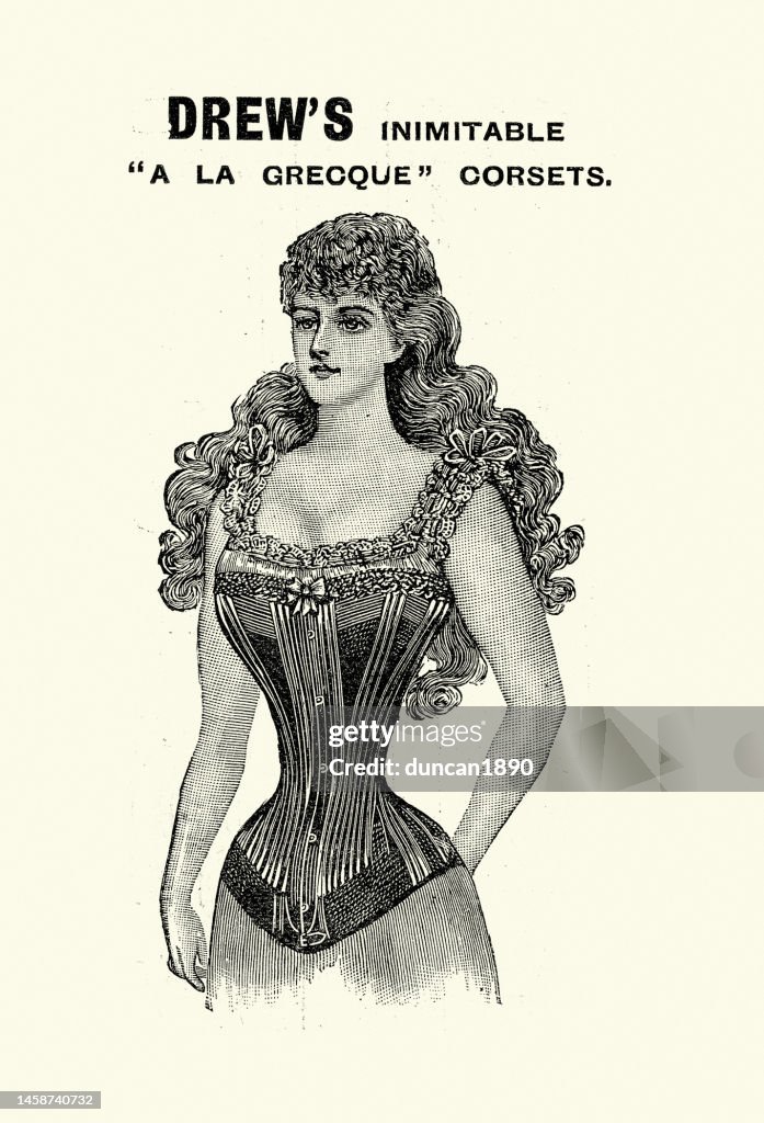 Young Woman Wearing A La Grecque Corset Victorian Womens Underwear Fashion  1890s 19th Century High-Res Vector Graphic - Getty Images