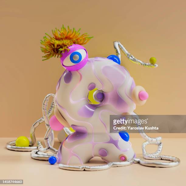 abstract color candy cgi characters totem - aktmodel stock-fotos und bilder