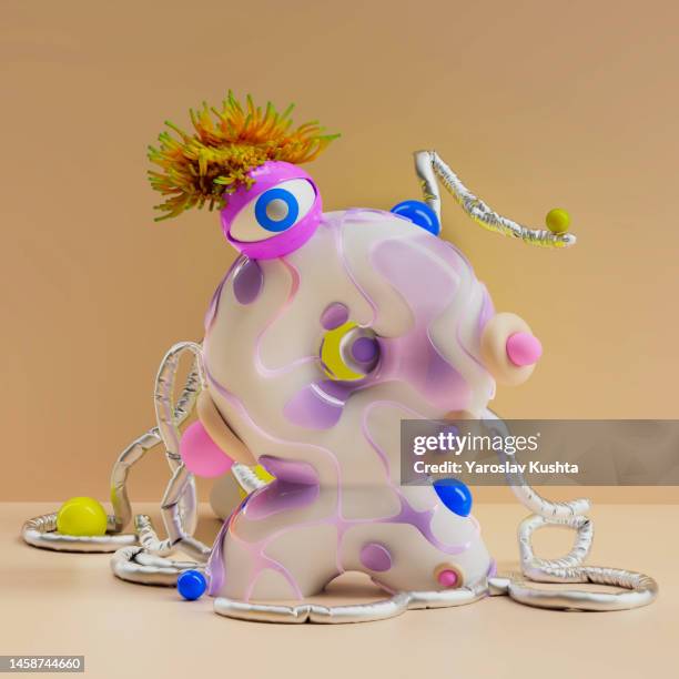 abstract color candy cgi characters totem - 3d character imagens e fotografias de stock