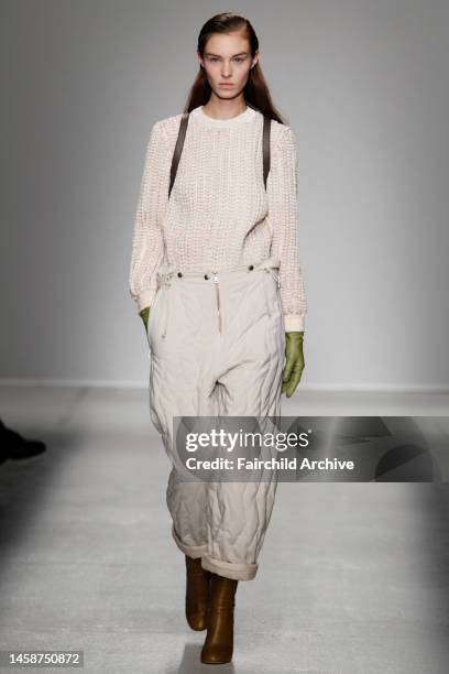 Model on the runway at the Christian Wijnants fall 2014 show at Palais de Tokyo.