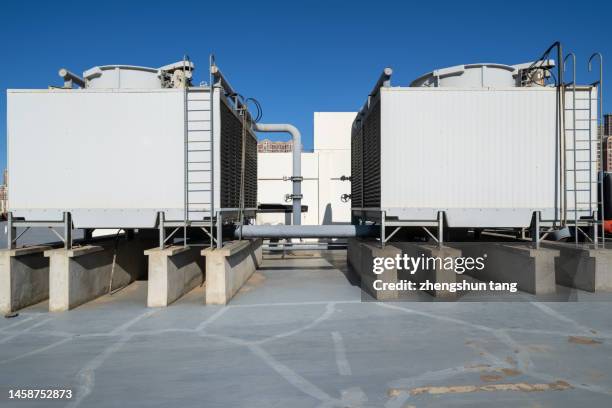 large air conditioner and hvac system - metal-roof-deck stock pictures, royalty-free photos & images