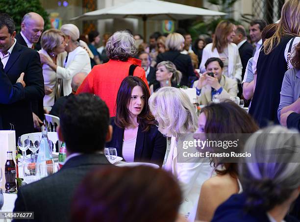 Asia Argento and Marina Cicogna attend 2012 Ciak d'Oro ceremony awards at Palazzo Valentini on June 6, 2012 in Rome, Italy.