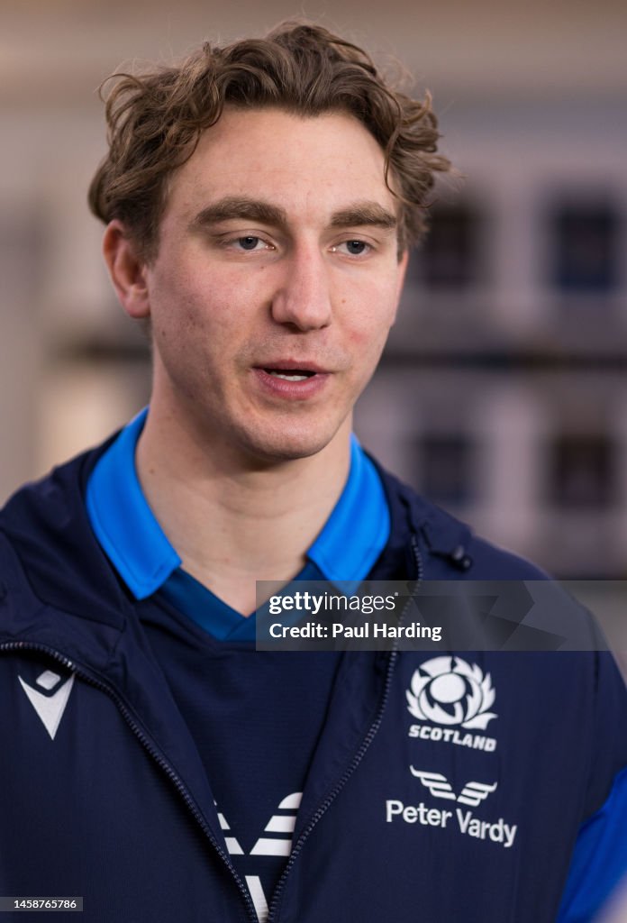 Jamie A Ritchie Jamie Ritchie of Scotland is interviewed during the 2023 Guinness Six ...