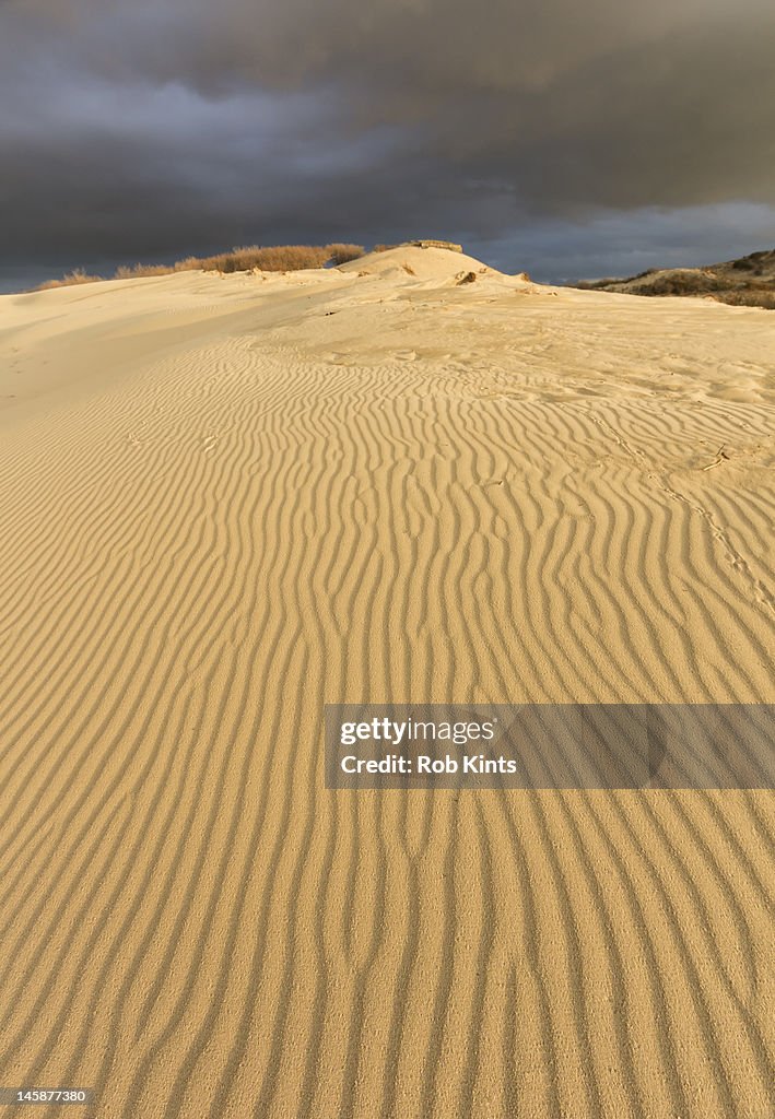 Dune landscape and dark clouds