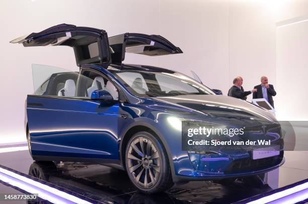 Tesla Model X full electric crossover SUV at Brussels Expo on January 13, 2023 in Brussels, Belgium.