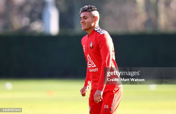 Carlos Alcaraz during a Southampton FC training session at the Staplewood Campus on January 23, 2023 in Southampton, England.