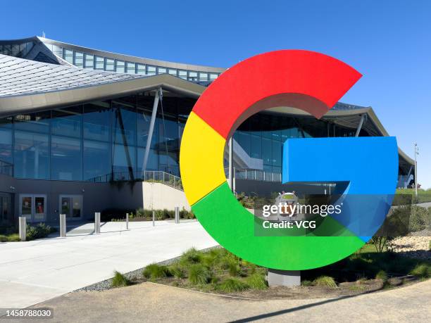 Signage is displayed outside Google's new Bay View campus on January 20, 2023 in San Jose, California.