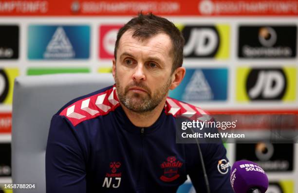 Southampton manager Nathan Jones during a Southampton FC press conference at the Staplewood Campus on January 23, 2023 in Southampton, England.