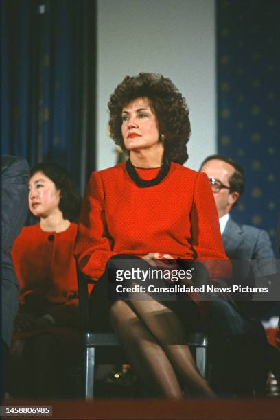Secretary of Labor-designate Elizabeth Dole attends an unspecified event, Washington DC, January 26, 1989.