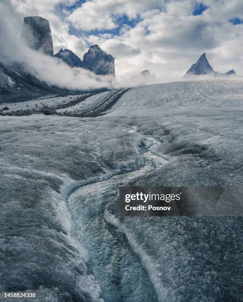 mount asgard and turner glacier - nunavut canadian arctic stock pictures, royalty-free photos & images