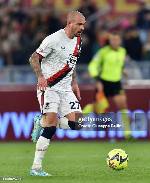 Stefano Sturaro of Genoa CFC in action during the Coppa Italia match between AS Roma and Genoa CFC at Stadio Olimpico on January 12, 2023 in Rome,...