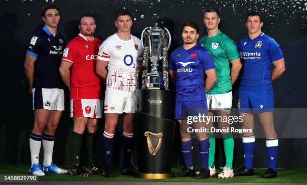 Jamie Ritchie, Captain of Scotland, Ken Owens, Captain of Wales, Owen Farrell, Captain of England, Antoine du Pont, Captain of France, Johnny Sexton,...