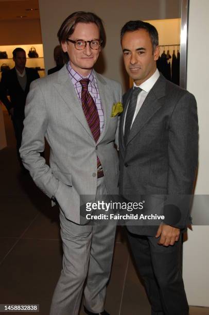 Hamish Bowles and designer Francisco Costa attend a cocktail party in honor of Hamish Bowles celebrating his new book 'Vogue Living, Houses, Gardens,...