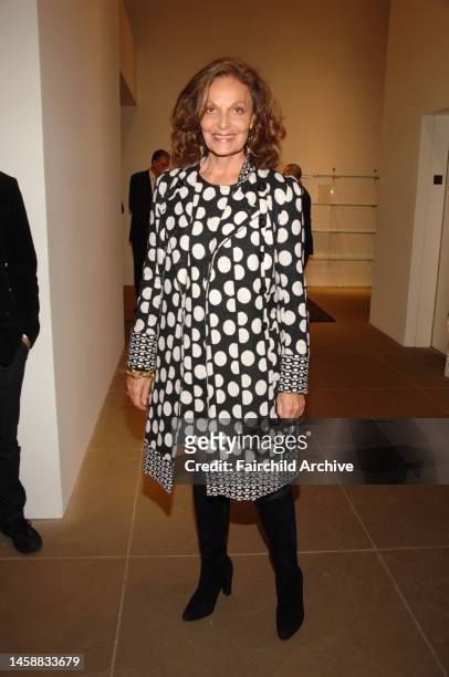 Designer Diane von Furstenberg attends a cocktail party in honor of Hamish Bowles celebrating his new book 'Vogue Living, Houses, Gardens, People,'...