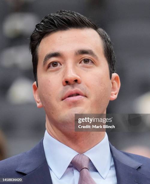 Bobby Webster General Manager of the Toronto Raptors looks on before his team plays the New York Knicks at the Scotiabank Arena on January 22, 2023...