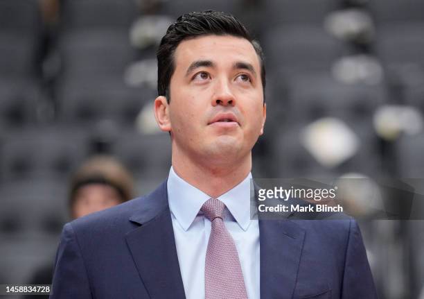 Bobby Webster General Manager of the Toronto Raptors looks on before his team plays the New York Knicks at the Scotiabank Arena on January 22, 2023...