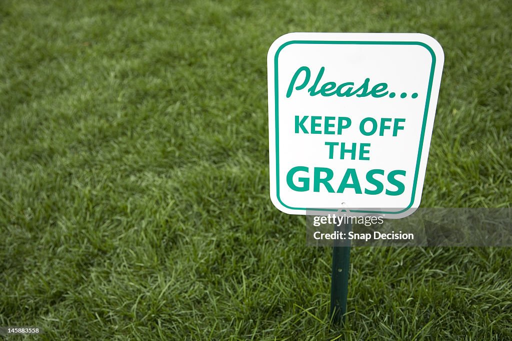 'Keep off the grass' sign