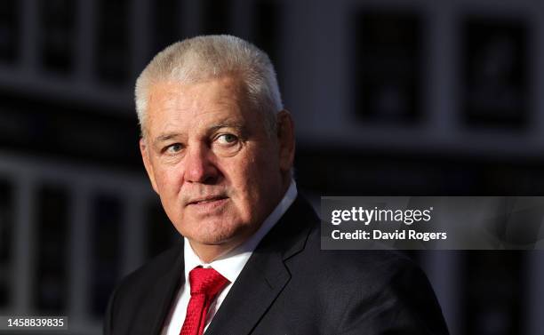 Warren Gatland, the Wales head coach faces the media during the 2023 Guinness Six Nations Media Launch at London County Hall on January 23, 2023 in...