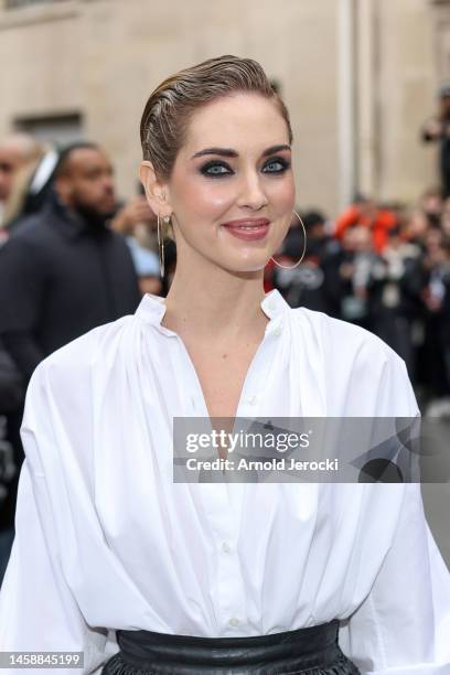 Chiara Ferragni is seen during the Paris Fashion Week - Haute Couture Sring Summer 2023 on January 23, 2023 in Paris, France.