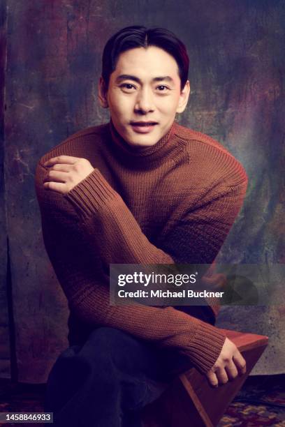 Teo Yoo of ‘Past Lives’ is photographed for Deadline at the Deadline Studio during the 2023 Sundance Film Festival at the Hotel Park City on January...