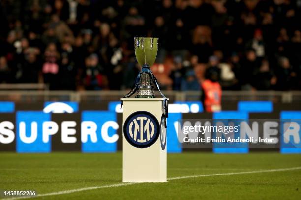 General view of the EA Sports Supercup trophy before the Serie A match between FC Internazionale and Empoli FC at Stadio Giuseppe Meazza on January...