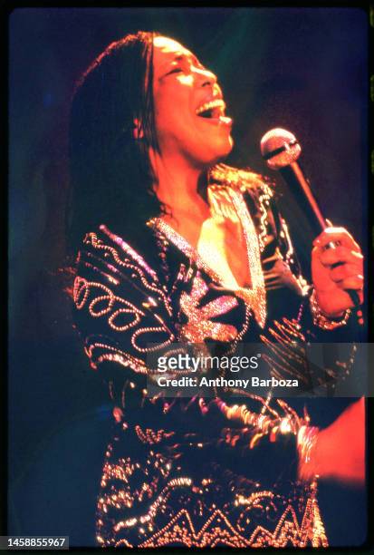 American Soul, Jazz, & R&B musician Roberta Flack performs onstage, circa 1980s.