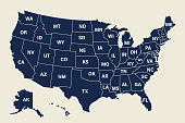 United States vector map. USA map with each state short name. Politics and Elections concept