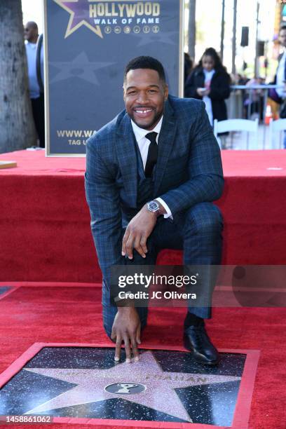 Michael Strahan is honored with a Star on the Hollywood Walk of Fame on January 23, 2023 in Los Angeles, California.