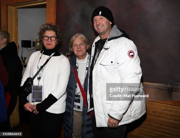 Lizzie Francke, Mary Jane Skalski and Trevor Groth attend the Brunch with the Brits 2023 during the 2023 Sundance Film Festival at High West...