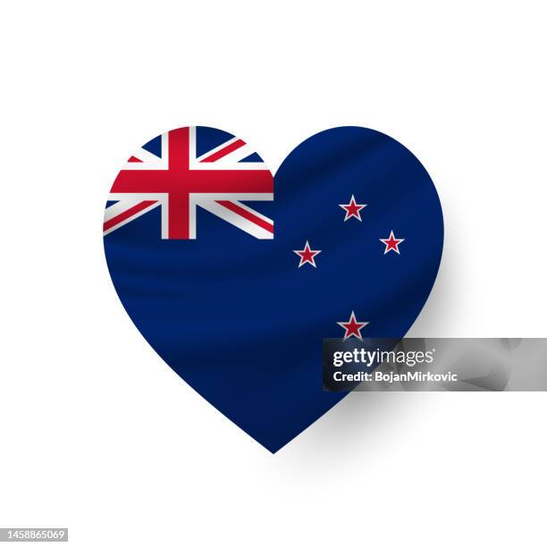 new zealand heart flag. vector - waitangi stock illustrations