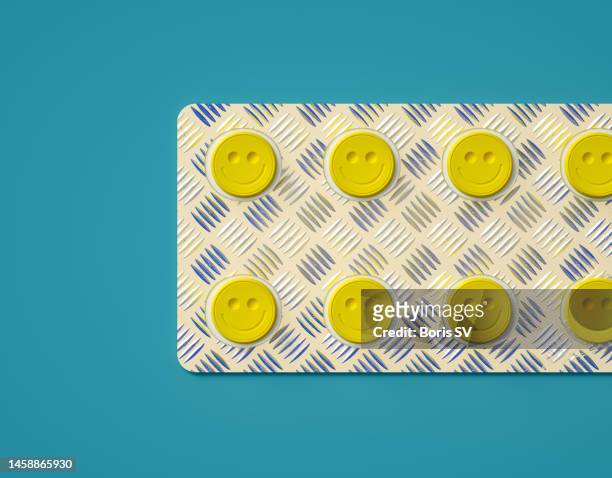 blister of happy pills - drug concept bildbanksfoton och bilder