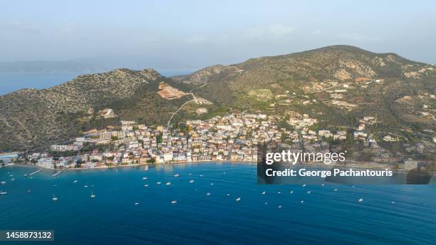 aerial photo of tolo seaside village in the peloponnese, greece - otlo stock pictures, royalty-free photos & images