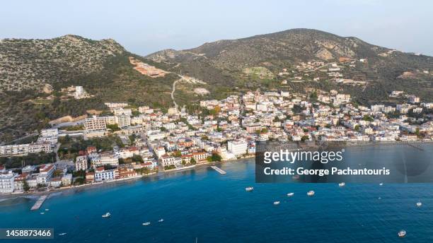aerial photo of tolo seaside village in the peloponnese, greece - otlo stock pictures, royalty-free photos & images