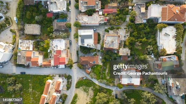 top down aerial photo of houses on a village - otlo stock pictures, royalty-free photos & images