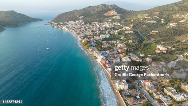 aerial photo of tolo seaside village in the peloponnese, greece - otlo stock pictures, royalty-free photos & images