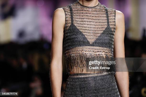 Clothing detail during the Christian Dior Haute Couture Spring Summer 2023 show as part of Paris Fashion Week on January 23, 2023 in Paris, France.