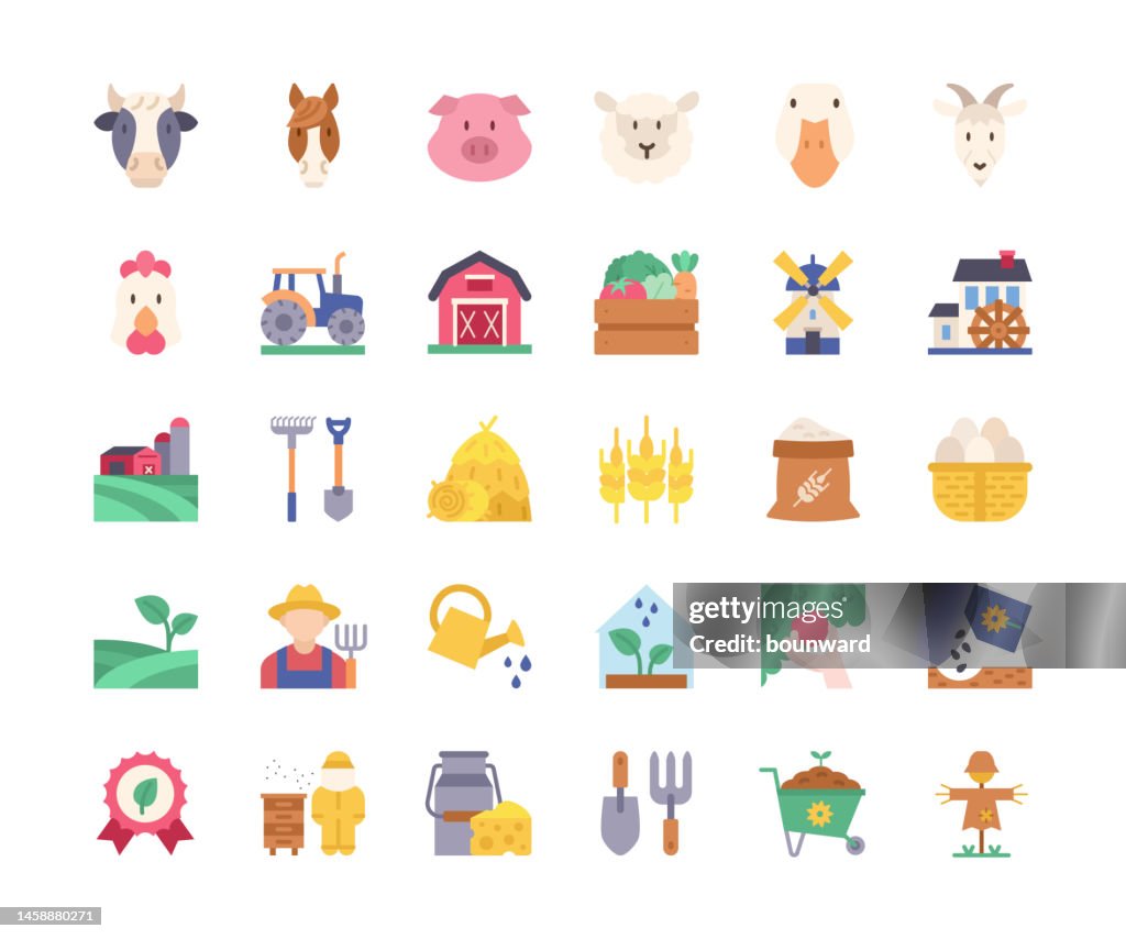 Icônes de conception d’appartements agricoles.