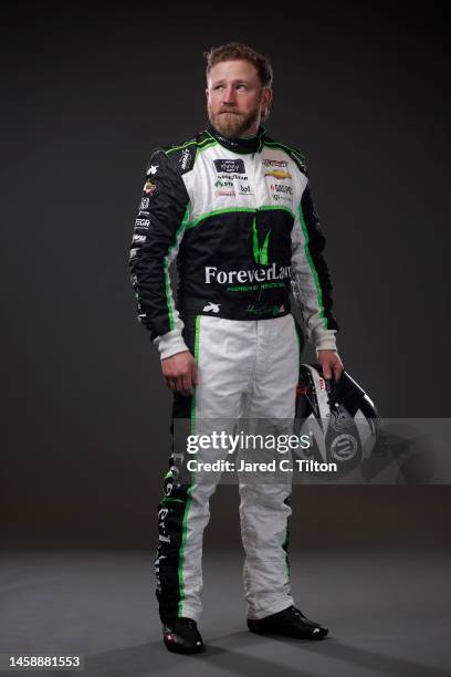 Driver Jeffrey Earnhardt poses for a photo during NASCAR Production Days at Charlotte Convention Center on January 19, 2023 in Charlotte, North...