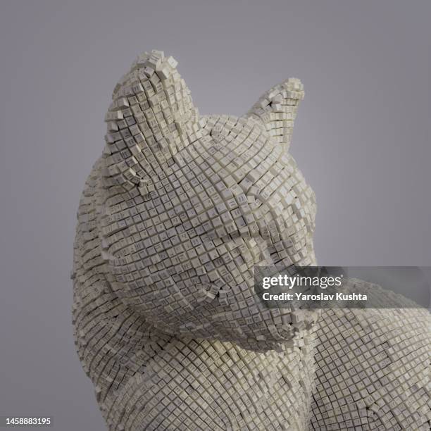 cat animal  creative keycaps concept cgi illustration - animal sculpture stock pictures, royalty-free photos & images