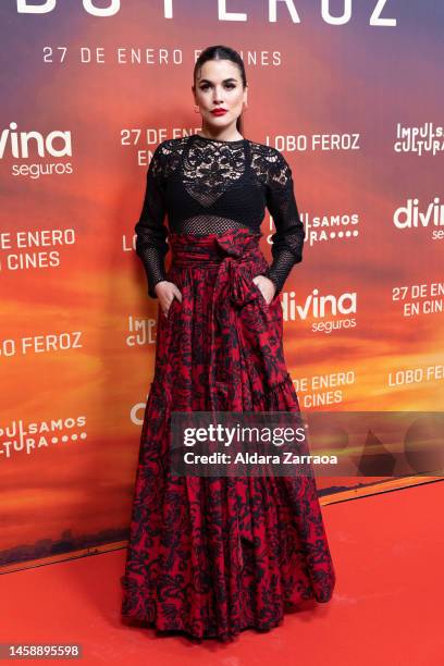 Actress Adriana Ugarte attends the premiere of "Lobo Feroz" at Cine Palacio de la Prensa on January 23, 2023 in Madrid, Spain.