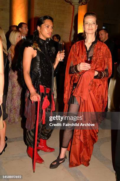 Designer Zaldy and model Veruschka arrive at the Council of Fashion Designers of America's 2002 Fashion Awards at the New York Public Library in New...