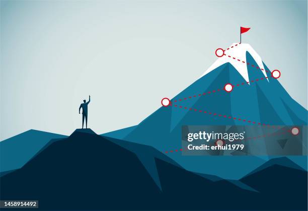 successfully ended - mountain climbing stock illustrations