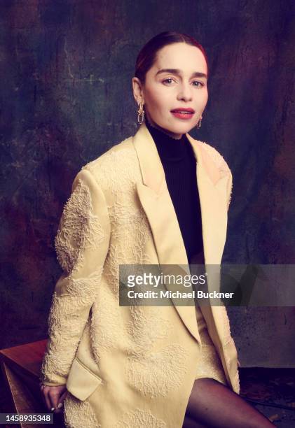 Emilia Clarke of ‘Pod Generation’ is photographed for Deadline at the Deadline Studio during the 2023 Sundance Film Festival at the Hotel Park City...